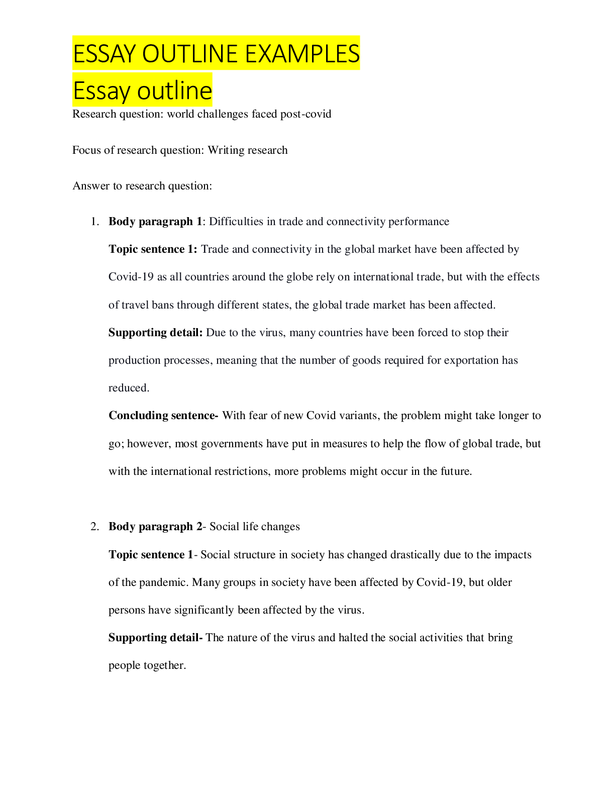 Preview image of ESSAY OUTLINE EXAMPLE document